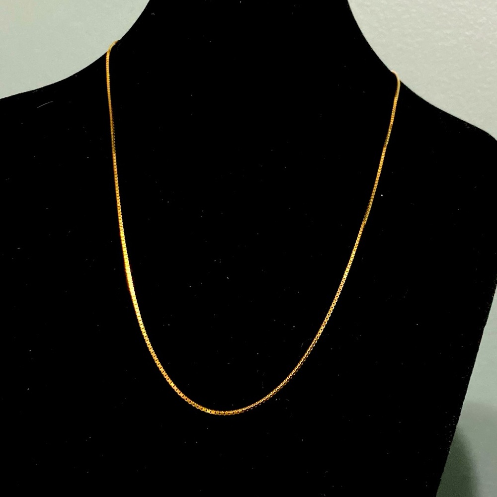 Genuine 14kt Yellow Gold 18" High Polish Box Chain Necklace